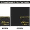 durony 60 Pieces Cheers to 50 Years Paper Napkins Black Gold Foil 3-Ply Party Napkins Folded 5 x 5 Inch Cocktail Napkins for 50th Anniversary Birthday Retirement Party Supplies Decorations