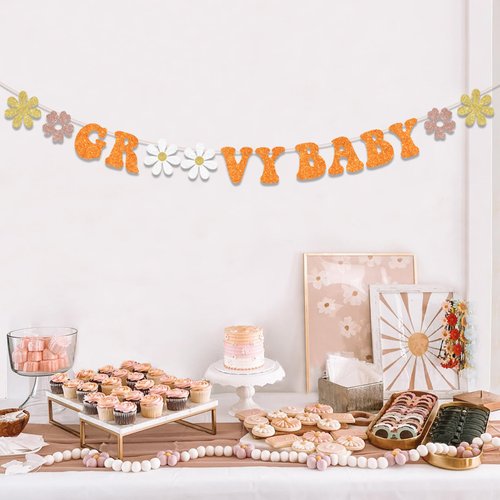 Groovy Baby Shower Decorations, Groovy Baby Banner, Groovy Retro Hippie Boho Peace Love 70s Baby Shower Party Supplies