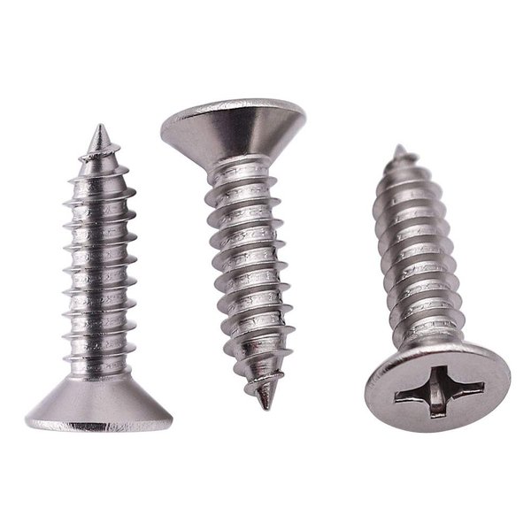 RoyceMart #10 x 3/4" (100 pcs) Stainless Flat Head Phillips Drive Sheet Metal Tek Screws, 304 (18-8) Stainless Steel Screw for Wood, Countersunk Head Wood Screw, Self Tapping Screws