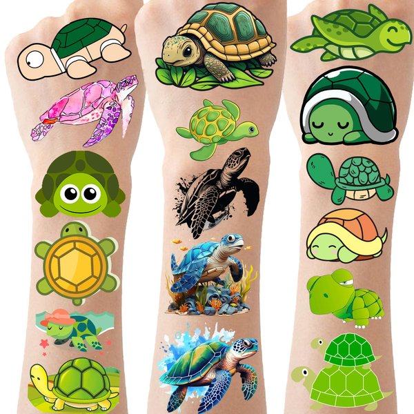 224 Turtle Tattoos Temporary Stickers Sea turtle Theme Party Supplies Decorations Ocean Animals Birthday Baby Shower Party Prizes Rewards Favors Tattoos
