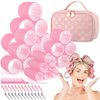 obeoby 50 Pcs in 1 Pack 4 Sizes Hair Rollers with Gift Makeup Bag, 24 Pcs Rollers Hair Curlers Self Grip Hair Rollers with 24 Pcs Hair Clips, Comb, 25/36/48/60 mm Curlers for Volume Medium Long Hair