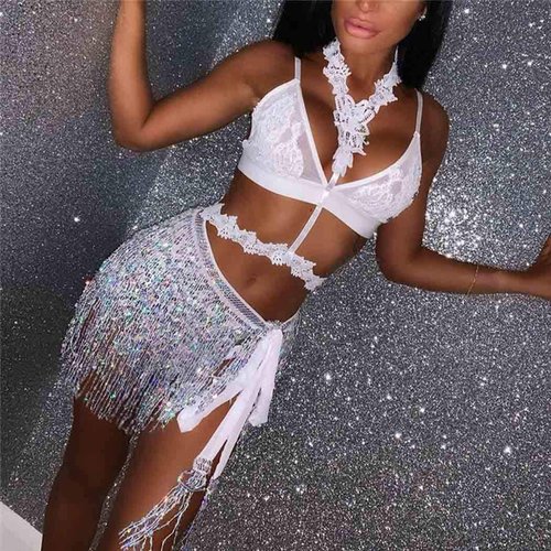 Zoestar Sequin Belly Dance Skirt Tassel Hip Scarf Multilayer Dance Belt Costume Performance Party Skirt Wrap for Women and Girls (Silver)