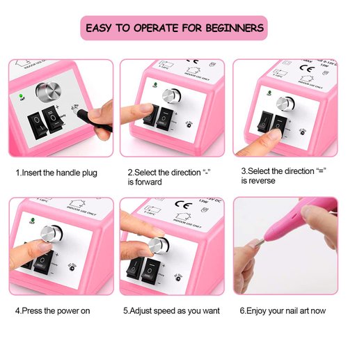 FATUXZ Electric Nail Drill Machine 20000 RPM, Acrylic Nail Tools for Thick Nails File Kit, Gel Nails Manicure Pedicure Polisher Sets for Home Salon Use