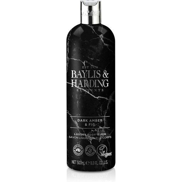 Baylis & Harding Liquid Body Wash Soap, Elements, Dark Amber & Fig, 16.9oz/500ml