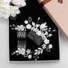 Yokawe Bridal Wedding Hair Comb Silver Crystal Bride Side Combs Flower and Leaf Hair Accessories for Women and Girls