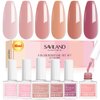 SAVILAND 10ML Builder Nail Gel in A Bottle: 6 Colors 5-in-1 Sheer Pink Gel Builder Set Nail Strengthener Extension Gel Kit Hard Gel for Nails Thickening & Repair, as Gift for Women