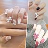 100pcs White Bow Nail Charms - 3D Self-Adhesive Ribbon Bow Nail Accessories Cute Bow Knot Nail Decorations for Acrylic Nails Plastic Nail Art Charms Nail DIY