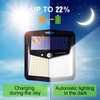 CLAONER Solar Lights Outdoor, [128 LED/4 Packs] Motion Sensor Lights 3 Working Modes for Outdoor with 270° Wide Angle Wireless IP65 Waterproof Security Light for Fence, Patio, Cold White