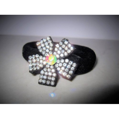 Generic Flower shaped hair tie pony tail holder scrunchie with crystals