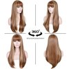 SiYi Brown Wig,27inch Long Natural Straight Wigs with Bangs for Women,Halloweeen Costume Cosplay Wigs Natural Daily Party Wigs Cover for Ladys