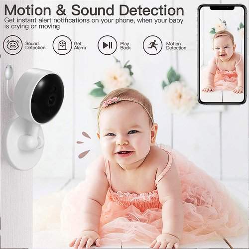 FOUKWAKC Baby Monitor with Camera and Audio, 2K WiFi Indoor Video Baby Camera with Mount, Motion & Cry Detection, Temp & Humidity Sensor, Night Vision, 2 Way Audio, 4 Lullabies, APP Control