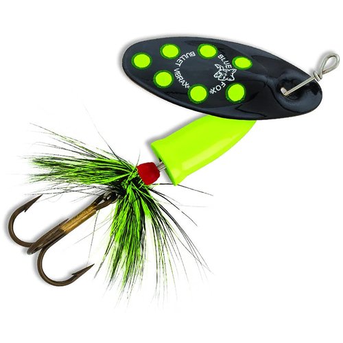 Blue Fox Vibrax Bullet Fly Fishing Lure, 1/8-Ounce, Black/Fluorescent Yellow
