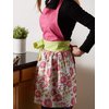 DII Women's Cotton Skirted Kitchen Apron for Cooking, Baking & Crafts, Adjustable with Generous Waist Ties, Pink Daisy, One Size