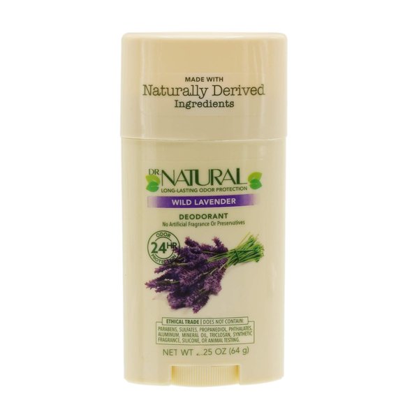 Dr. Natural Deodorant, Lavender, 3 oz - Natural Deodorant Stick for Men and Women - 24-Hour Odor Protection - Aluminum Free, Paraben-Free, Sulfate-Free - Does Not Stain Clothing