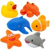 Kiddie Play Animal Bath Toys 6 Pcs Rubber Squeaky Floating Sea Creatures, Fun Bath Time Set for Toddlers & Kids, Includes Duck, Crab, Shark, Fish, Whale, and Starfish