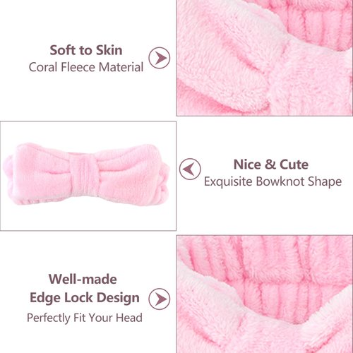 Ondder 8 Pcs Spa Headband Makeup Headband Skincare Headbands Terry Cloth Face Wash Headband Cute Head Band for Skin Care Make Up Headbands for Women Makeup Bow Hair Band for Washing Face