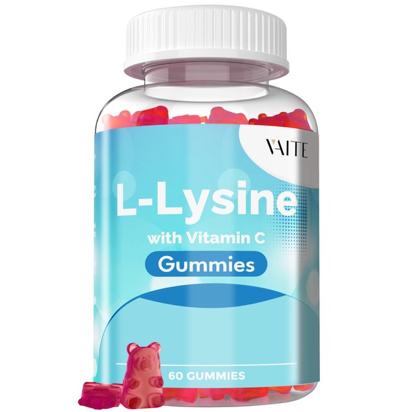 L-Lysine Gummies with Vitamin C Supplement - Vitamins for Adults Tissue Health & Immune System, Supports Skin, Lip, Vegan, Gluten Free, Amino Acid Vitamin & Complex Supplements, Non-GMO