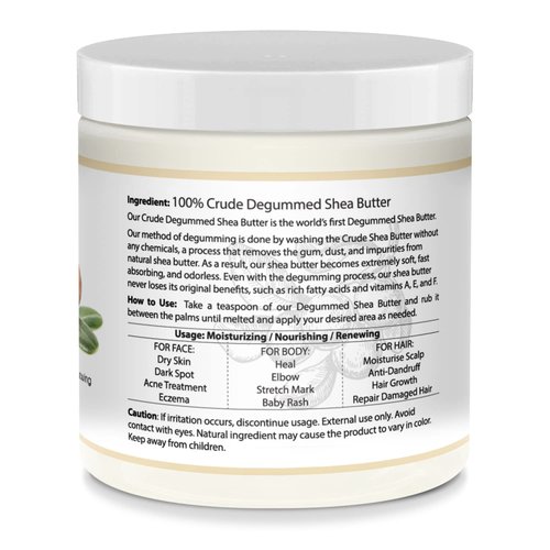 It's Pure Natural -World's First Crude Degummed African Ivory Shea Butter (8 oz) – 100% Pure & Natural Body Butter for Dry, Cracked Skin, Eczema, Stretch Marks & Anti-Aging