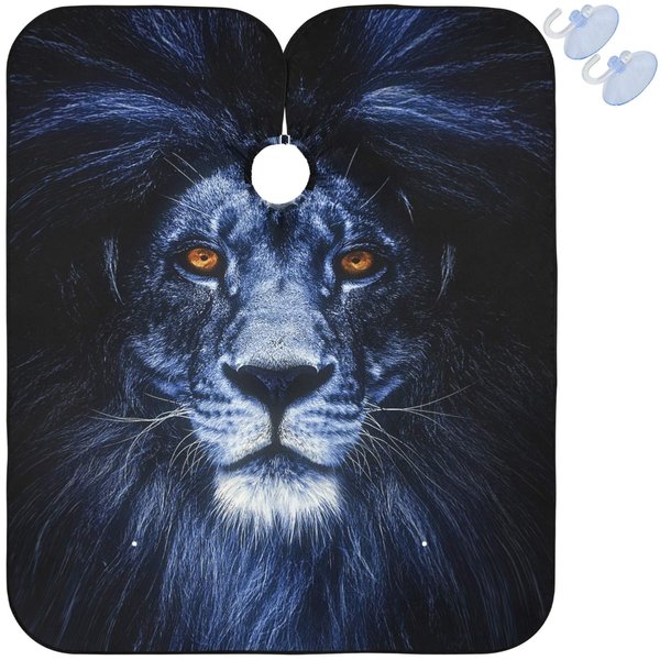 visesunny Barber Cape Black Lion Face Animal Polyester Hair Cutting Salon Cape Apron Anti-Static Haircut Shaving Cloth Beard Shaving Bib Hairdressing Cape