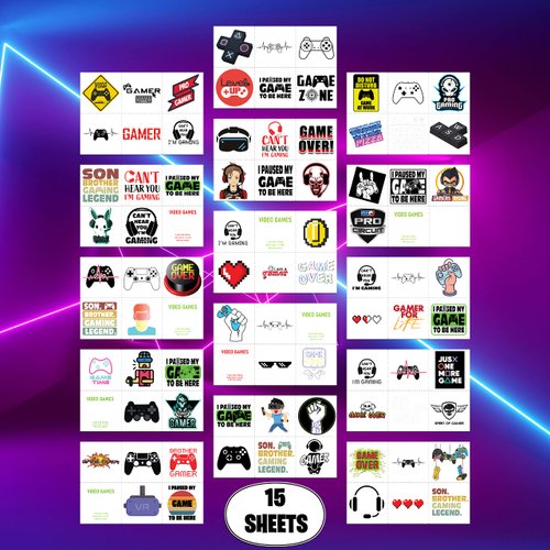 Video Game Party Favors by Lunaborne - Temporary Tattoos for Boys Birthday - 90 Tattoos Pack of 15 - Video Game Birthday Parties