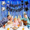 Blue and Black Birthday Decorations for Men, Navy Blue Birthday Party Supplies with Banner, Fringe Curtain, Star Foil Balloons for 13th 16th 18th 21st 25th 30th 40th 50th 60th Birthday Decorations