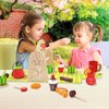 edutree Wooden Tea Party Set for Little Girls with Handbag, Pretend Play Food Toys Kitchen Accessories Playset for Kids Toddlers 2 3 4 5