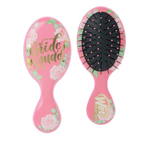 Wet Brush Hair Brush Bridal Mini Detangler, Bride Squad Print, Mini Detangler Brush for Women, Smaller, Cuter and Perfect for Life on the Go, Protects Against Split Ends and Breakage- Bride Squad