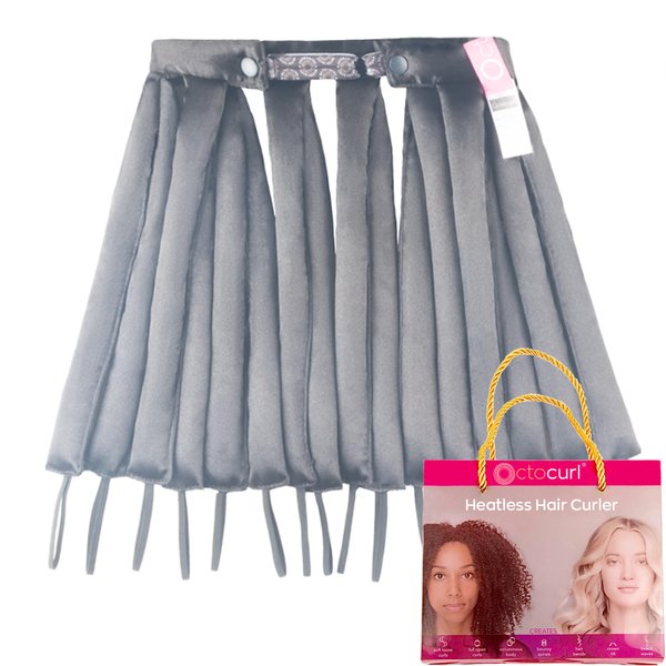 Octocurl Satin Hair Curlers to Sleep In - Heatless Curlers for Overnight Curls, Heatless Hair Curler, Heatless Curls Headband, Hair Curlers No Heat, Hair Rollers, Curlers for Medium Hair (Black)