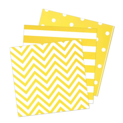 Disposable Striped Chevron Polka Dot Yellow Paper Luncheon Party Napkins 60 Count 13"x13"