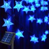 Abkshine Solar Powered Blue Star String Lights, 55ft Total Length, 4.9 Inch Distance Between LED Bulbs, Waterproof, Auto On/Off
