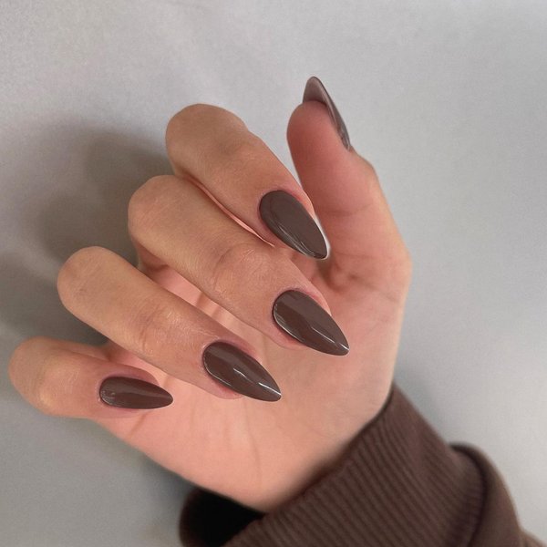 48 Almond Nails Dark Brown Press On Nails Almond Shaped,Xcreando Acrylic Nails Glue on Nails Medium,Medium Length Stick on Nails Press ons Fake Gel Nails,False Nails for Women in 48 PCS