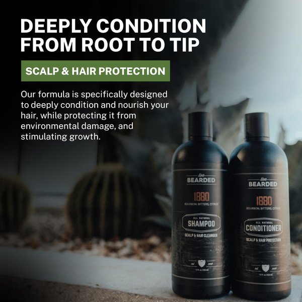 Live Bearded All-Natural Conditioner for Men - Promotes Hair Growth - Deep Conditioner for Thinning Hair & Hair Loss - Bourbon, Bitters, Citrus