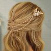 Gorais Gold Wedding Head Chain Jewelry Crystal Leaf Headpiece Rhinestone Hair Chain Costume Accessories for Women