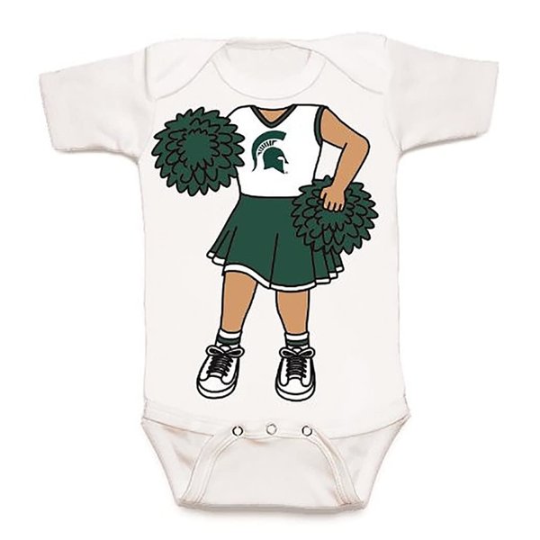 Future Tailgater Michigan State University Spartans Heads Up! Cheerleader Baby Onesie (6-12 months)