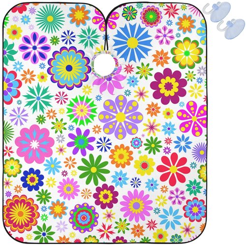 visesunny Barber Cape Colored Little Flower Polyester Hair Cutting Salon Cape Apron Anti-Static Haircut Water-Resistant Shaving Cloth Beard Shaving Bib Hairdressing Cape