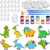 Cholemy 24 Sets Dinosaurs Sun Catcher Kit Include Suncatcher Craft with Paints Suction Cups Fishing Thread, Dinosaurs DIY Window Art Kit Paintable Suncatchers Decorations for Gifts