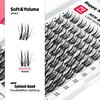 Spiky Lash Clusters Thin Invisible Band Eyelash Extension D Curl Russian Volume Clusters Mixed Clear Band Manga Individual Lashes Reusable DIY False Eyelashes Happy Heartbeat(Black A2-D)