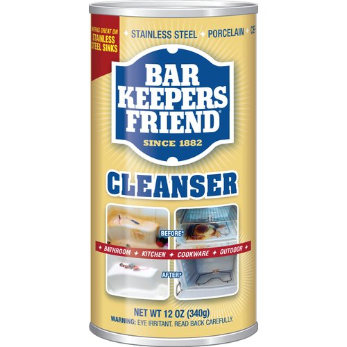 Bar Keepers Friend Powder Cleanser (2 x 12 oz) Multipurpose Cleaner, Stain & Rust Remover for Bathroom, Kitchen & Outdoor Use on Stainless Steel, Aluminum, Brass, Tile, Ceramic, Porcelain & More
