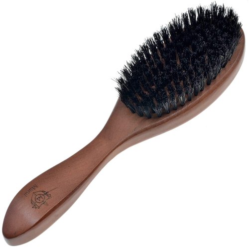 Murai By Giorgio GM6F Oval Cherrywood Facial Brush - Exfoliating Boar Bristle Brush for Beard Grooming and Hair Care