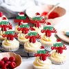 Rsstarxi 24 Pack Merry Grinchmas Cupcake Toppers Red Green Glitter Santa Hat Merry Christmas Cupcake Picks for Grinch Christmas Theme Xmas Holiday Kids Birthday Party Cake Decorations Supplies