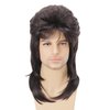 Sabosi Mullet Wig Brown 80s Men Wig,Punk Rocker Hair Party Daily Halloween Costumes Long Wigs
