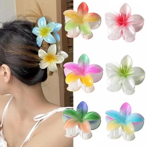 Nenluny 6pcs Flower Claw Clip for Women Girls Flower Hair Clip Hawaiian Hair Clip Hawaii Hair Accessories for Thick Hair