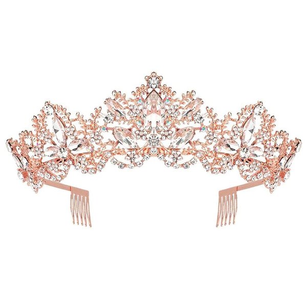 Didder Rose Gold Tiaras for Women Bridal Tiara, Crystal Tiaras and Crowns for Women Princess Tiaras for Girls Birthday Crown for Prom Wedding Party Halloween Costume Hair Accessories Christmas Gift