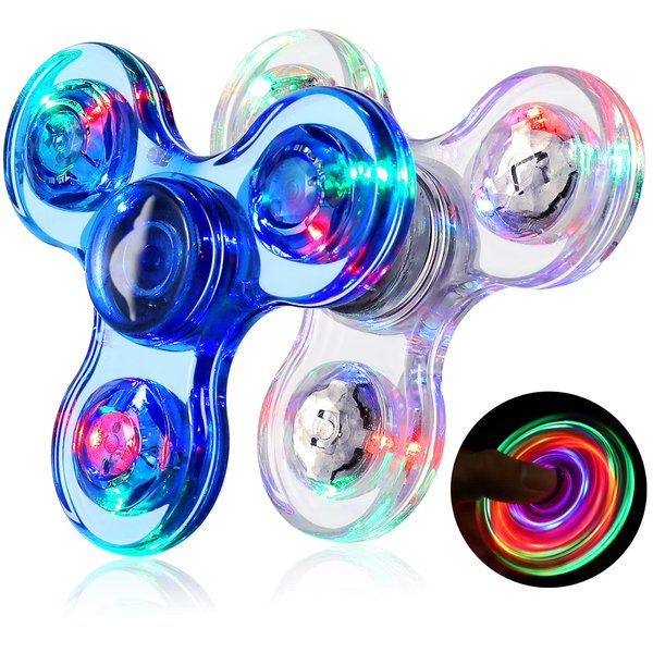 Gigilli Fidget Spinners 2 Pack, LED Light up Fidget Toys for Kids and Adult, Easter Basket Stuffers Easter Egg Fillers Glow in The Dark Fidget Toys for Kids 4-8-12 Classroom Prizes, ADHD Autism Toys