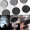 Gray Eyeshadow Palette Black Grey White Silver, Blendable Smokey Eye Eyeshadow Palette,Long Lasting Smoky Eyeshadow for Halloween SFX Clown Skull Goth Makeup Palette Look,Dark Eye Shadow Pallet- Panda