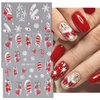 Christmas Nail Art Stickers Decals 5D Embossed Snowflake Nail Decals Self-Adhesive Red Gloves Feather Bells Nail Design Xmas Nail Art Supplies Sticker for Christmas Manicure Nail Art Decorations 3PCS