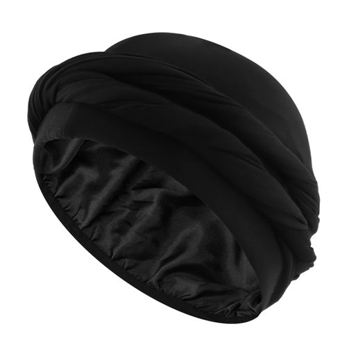 Jaeskeclip Turban Durag Men,Modal for Men Elastic Head Wrap,Black Stylish Breathable Turban Pre Tied for Dating, Running, Climbing, and Playing Ball(size:M)