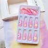 24 Pcs Pink Press on Nails Almond Medium Kawaii Cute Fake Nails Press ons Fashion Nail Tips Full Cover False Nails with Designs Stick on Nails Glue on Nails Acrylic Nail Kit Art for Women Manicure