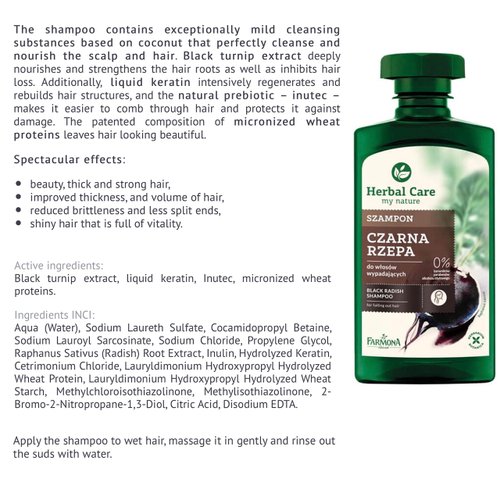 FARMONA Herbal Care: BLACK RADISH Shampoo (330 ml) & BLACK RADISH conditioner (200 ml) - for falling out hair. Product from Poland.