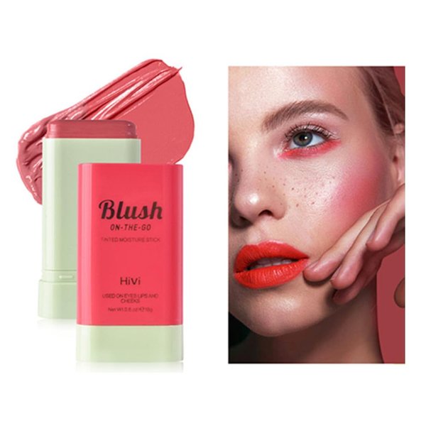 LAMUSELAND Cream Blush Stick, Multi Use Waterproof Natural Face Blush, Moisturize, Long-lasting, Pigmented & Blendable, Matte Makeup Blush Stick for Cheeks Eyes Lips (peach pink)